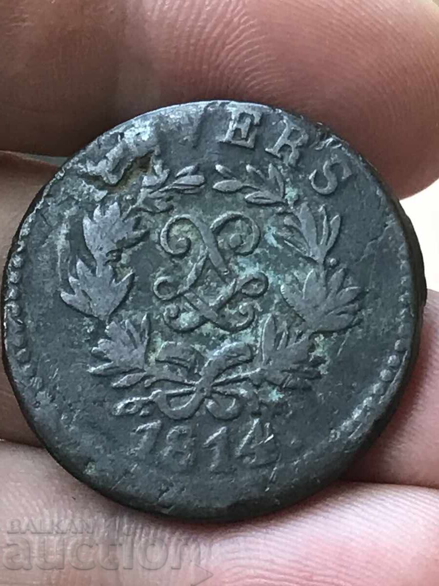 Γαλλία 5 λεπτά 1814 Λουδοβίκος XVIII Αμβέρσα