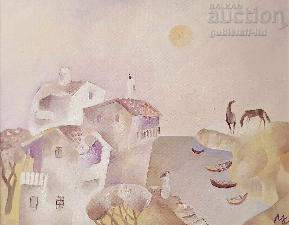 Painting "Bay", artist Milcho Spasov (1950-2023), 41x33 cm with price 500.00 BGN | € 255.65 Painting "Bay", artist Milcho Spasov (1950-2023), 41x33 cm with price 500.00 BGN | € 255.65