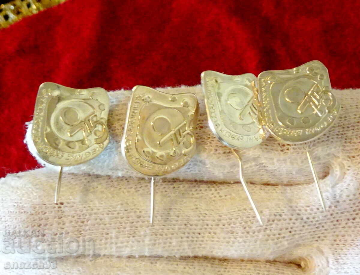 Silver badges 4 pieces, silver 925, football - 5