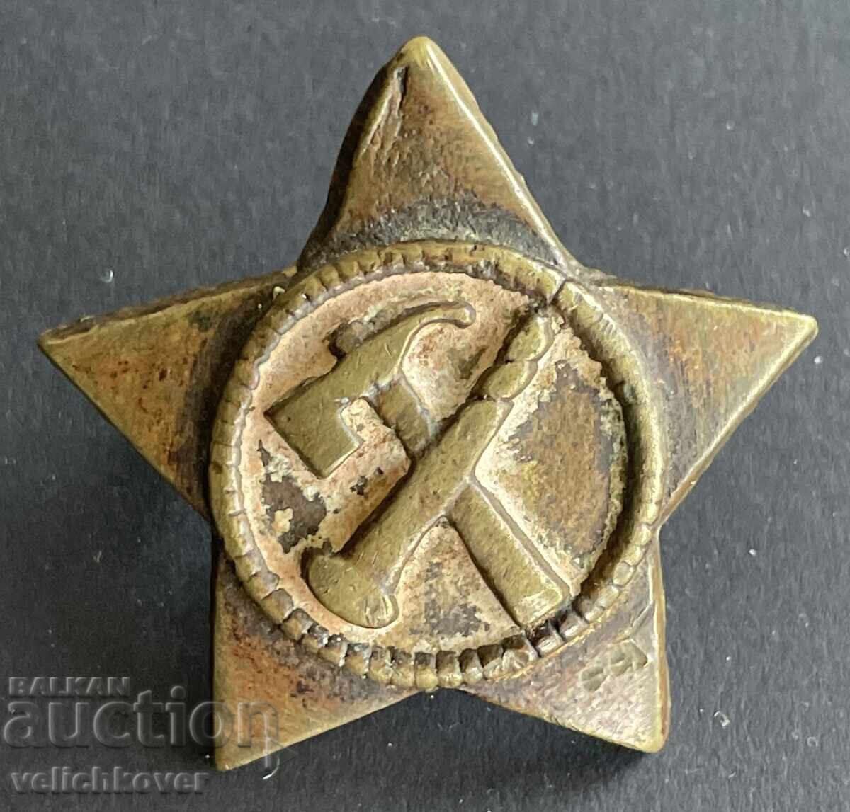 41219 България кокарда за каска пожарникарска от 50-те г. 41219 България кокарда за каска пожарникарска от 50-те г.