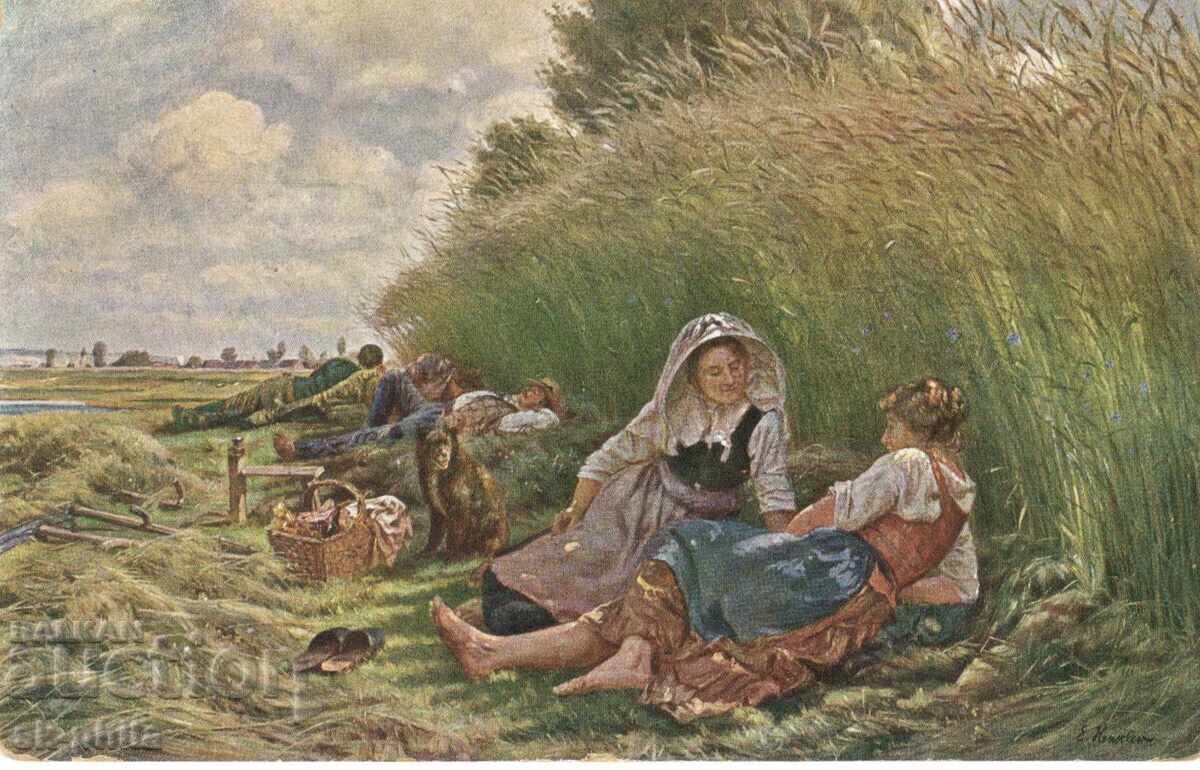 Стара картичка - Романтика - Почивка на полето Стара картичка - Романтика - Почивка на полето