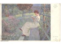 Παλιά καρτ ποστάλ - Ρομαντική - Στον κήπο