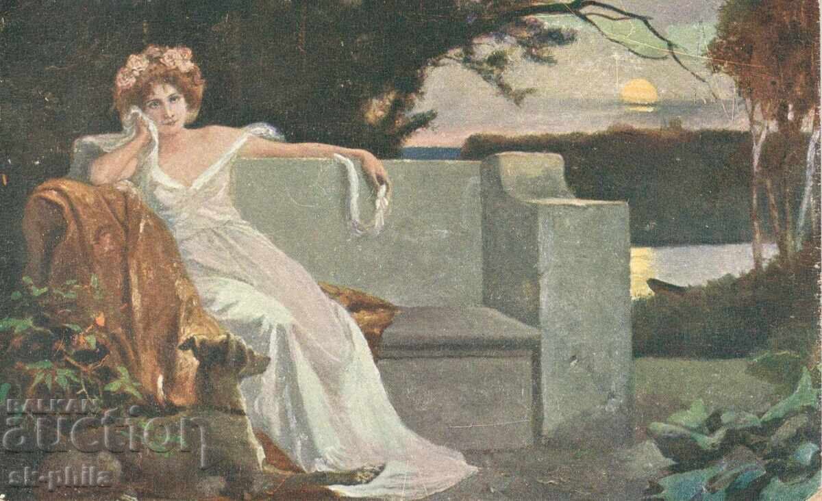 Стара картичка - Романтика - Въ очакване