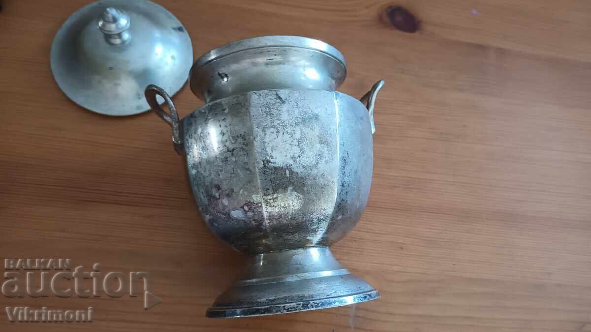 Δημοπρασία Αρτ Ντεκό ασημένιο σκεύος, ζαχαριέρα, μπρούτζος