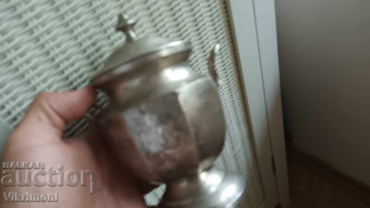 Παράδοση Αρτ Ντεκό ασημένιο σκεύος, ζαχαριέρα, μπρούτζος