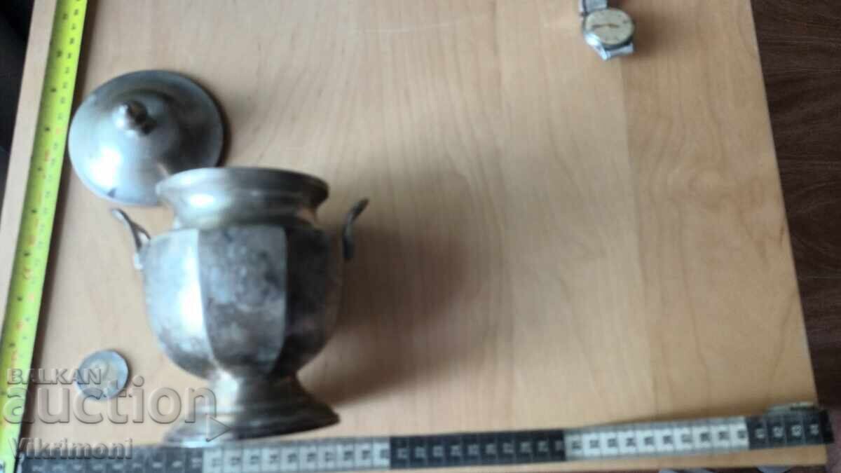 Αρτ Ντεκό ασημένιο σκεύος, ζαχαριέρα, μπρούτζος - 5