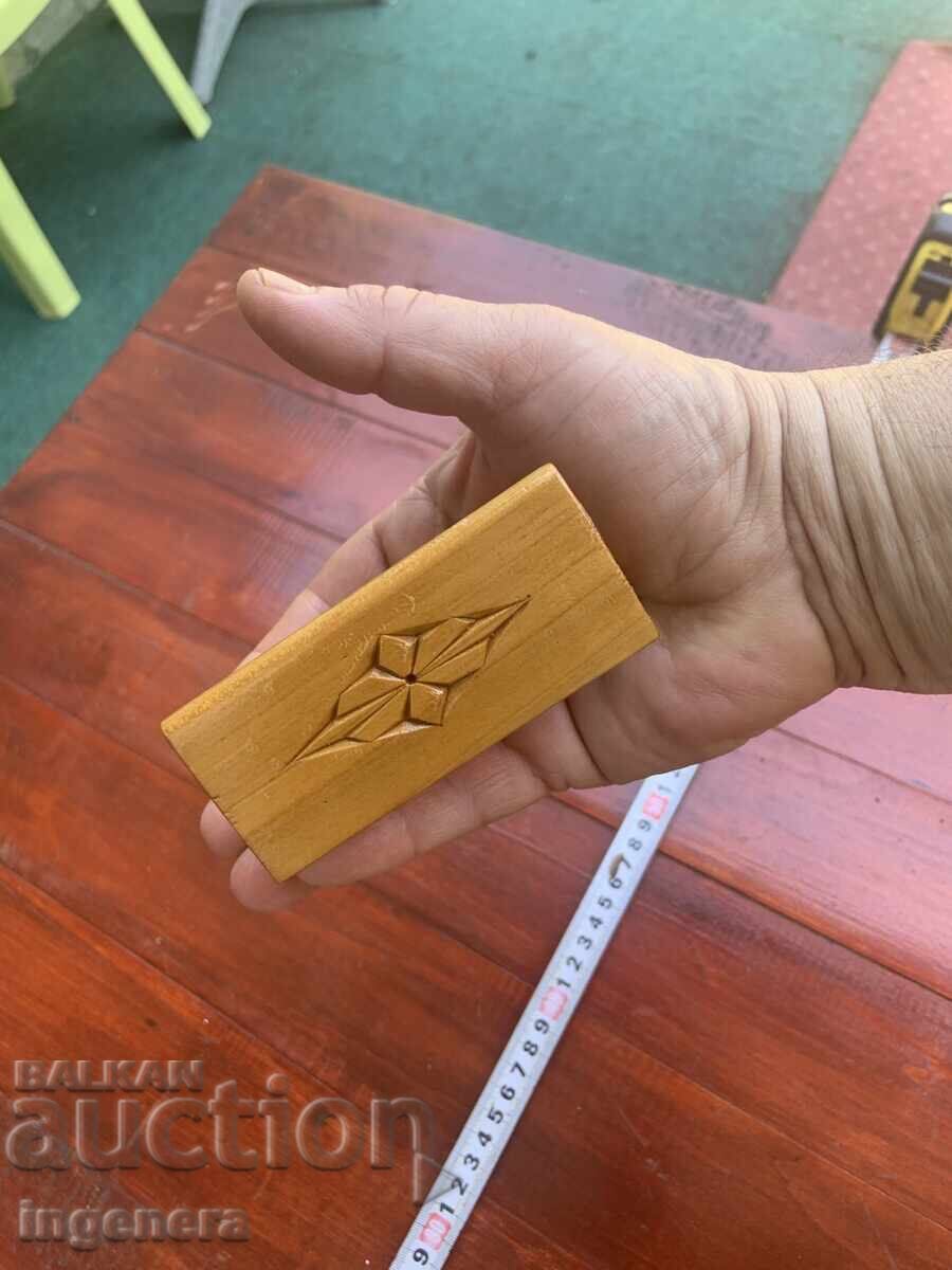 Auction  Business card holder from wild cherry wood carving