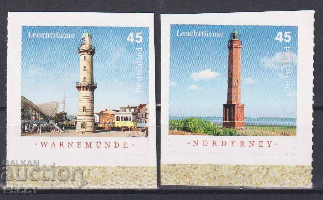 Чисти марки Морски фарове  2008 от Германия