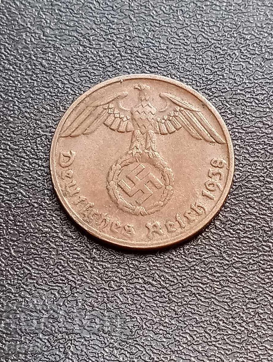 Германия, 1 райхпфениг 1938 г. с цена 4.50 лв. | € 2.30 Германия, 1 райхпфениг 1938 г. с цена 4.50 лв. | € 2.30
