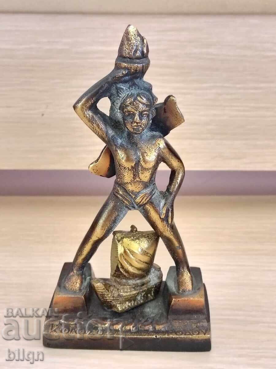 Страхотна Стара Бронзова Статуетка Родоския Колос