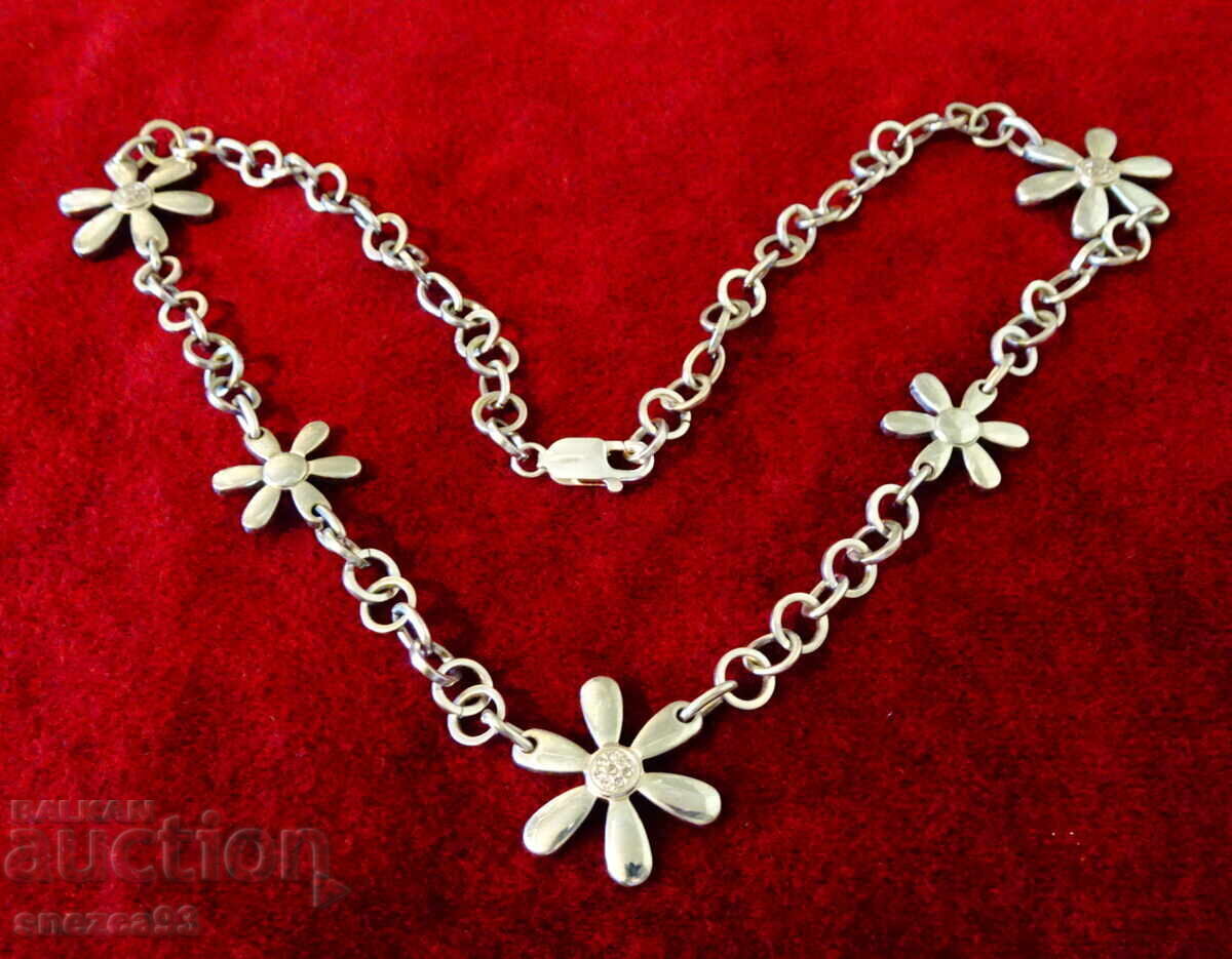 Colier argint 925, zirconi, flori, 39 grame - 5