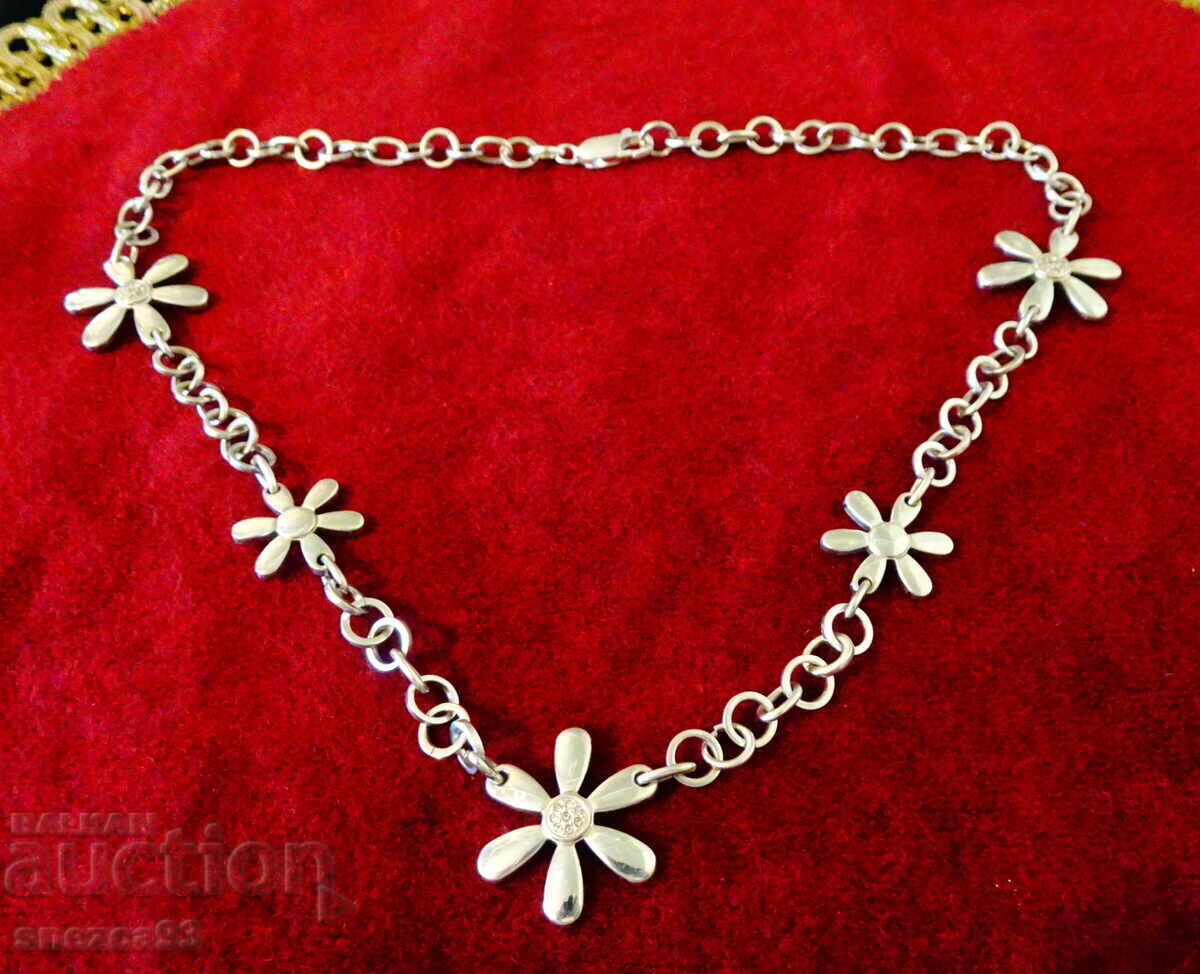 Colier argint 925, zirconi, flori, 39 grame - 6