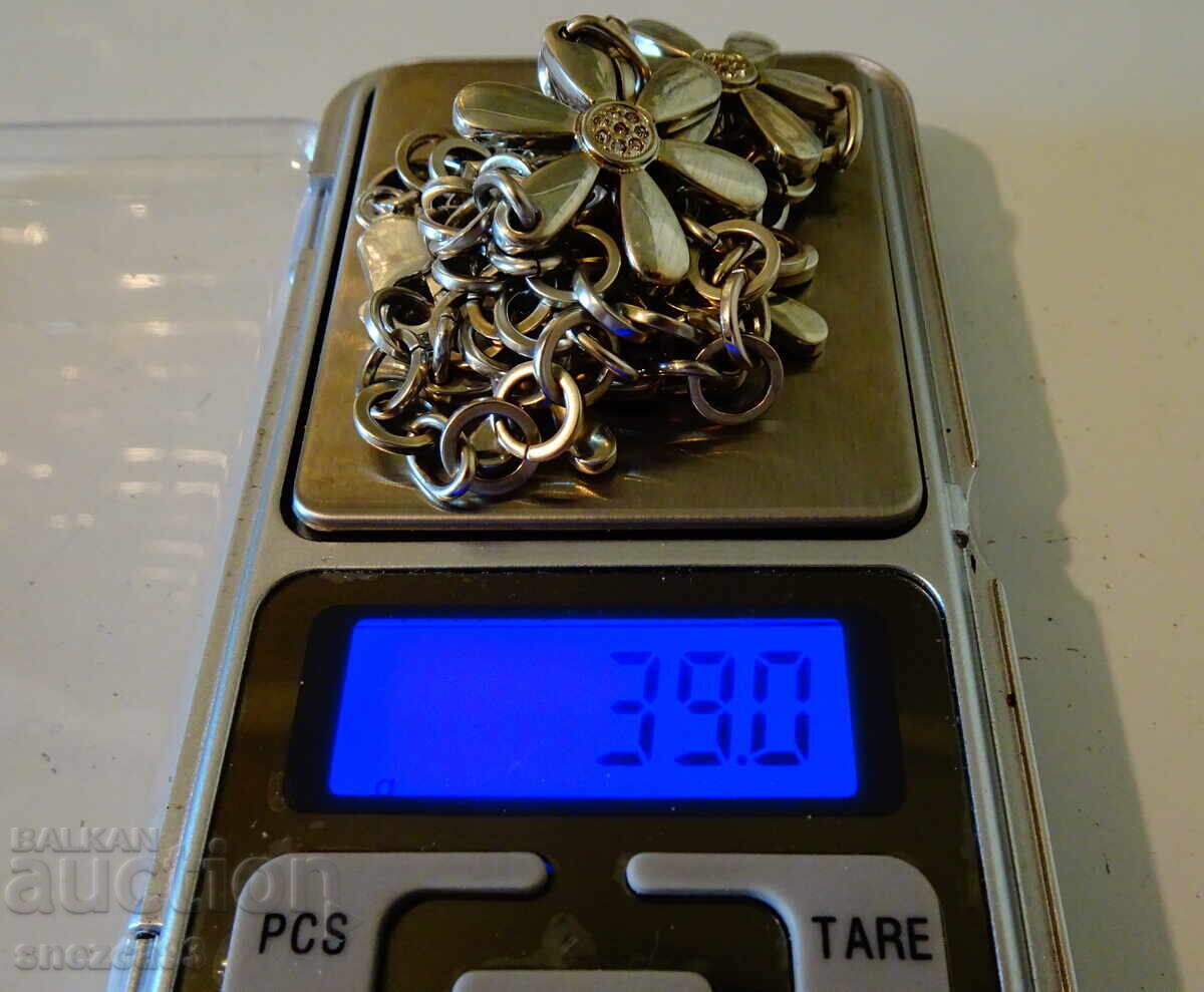 Colier argint 925, zirconi, flori, 39 grame - 7