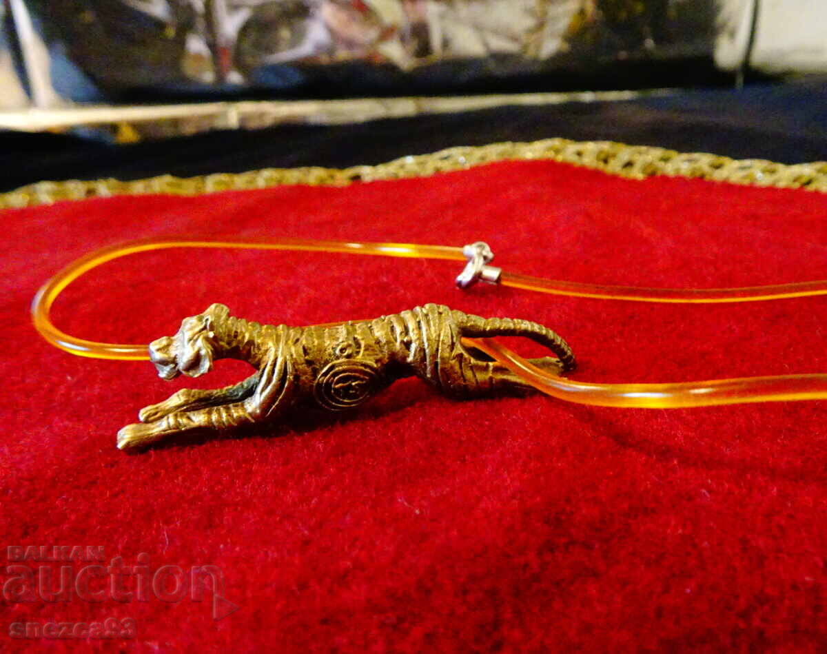 Κολιέ με χάλκινο μενταγιόν Τίγρη και αλυσίδα με ασήμι 925 - 6