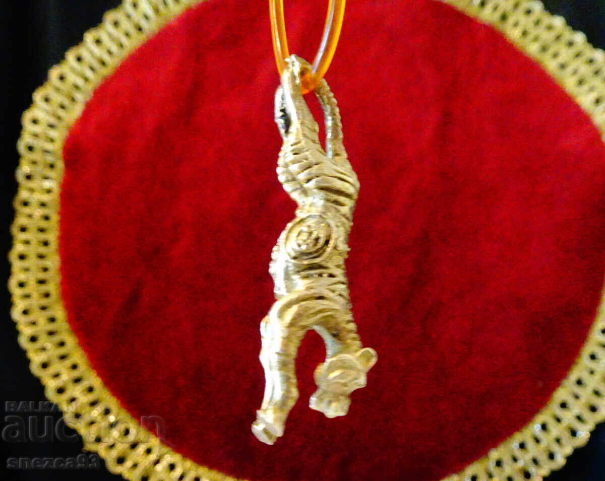 Κολιέ με χάλκινο μενταγιόν Τίγρη και αλυσίδα με ασήμι 925