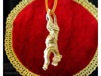 Colier cu pandantiv bronz Tigru și lanț cu argint 925