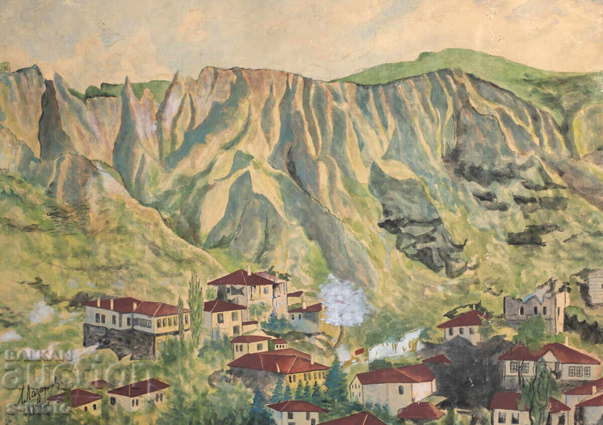 Lazar Lazarov (1941-2006) painting landscape