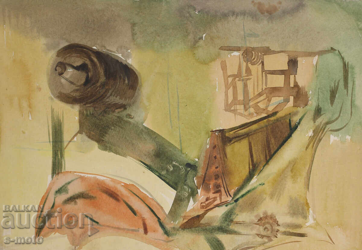 Аукцион Картина акварел индустриален пейзаж Аукцион Картина акварел индустриален пейзаж