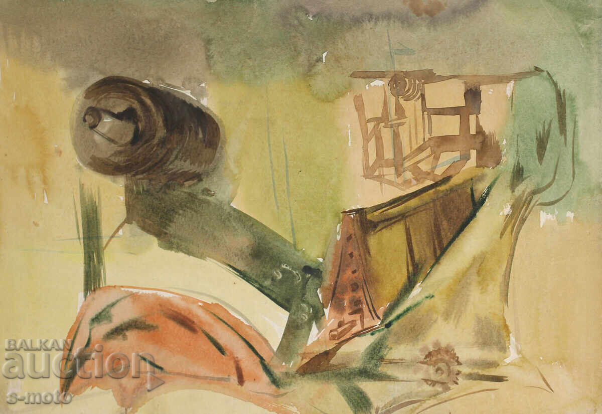 Картина акварел индустриален пейзаж Картина акварел индустриален пейзаж