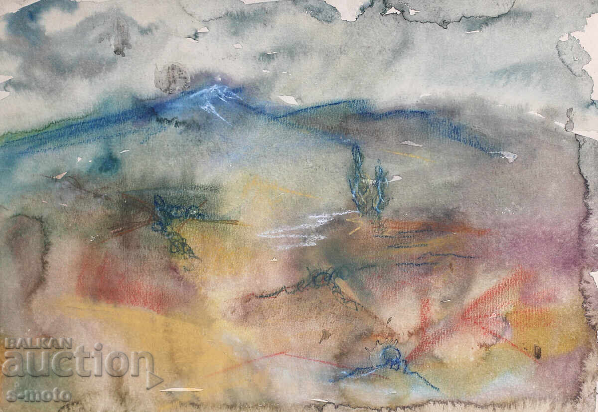 Παλιός πίνακας ακουαρέλα τοπίο με τιμή 200.00 BGN | € 102.26