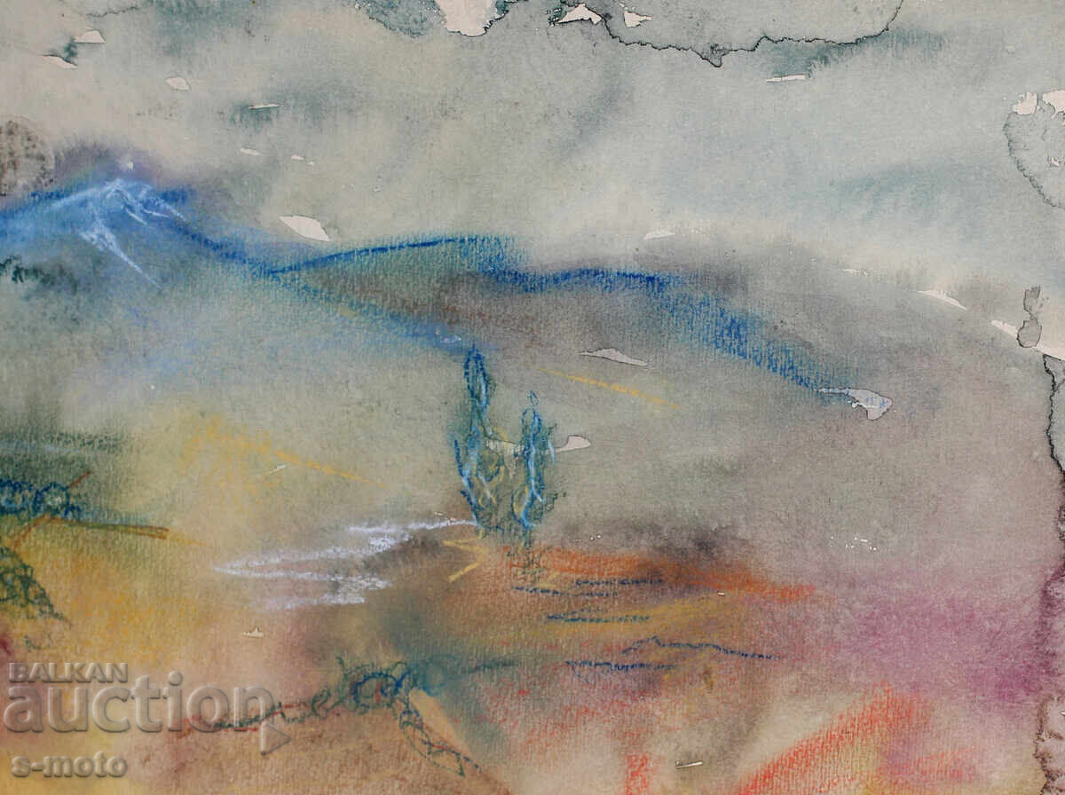 Παλιός πίνακας ακουαρέλα τοπίο - 5