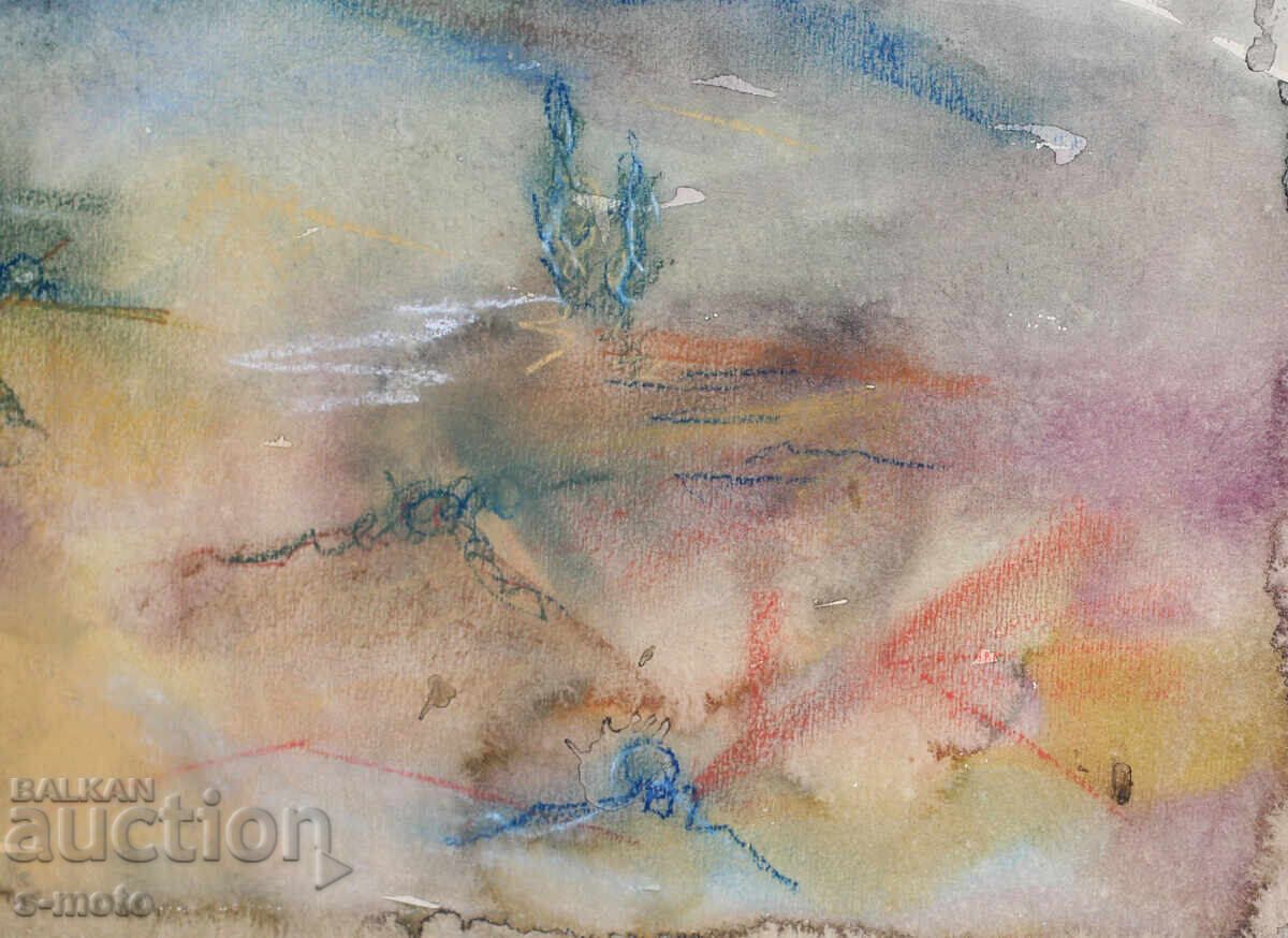 Παλιός πίνακας ακουαρέλα τοπίο - 6