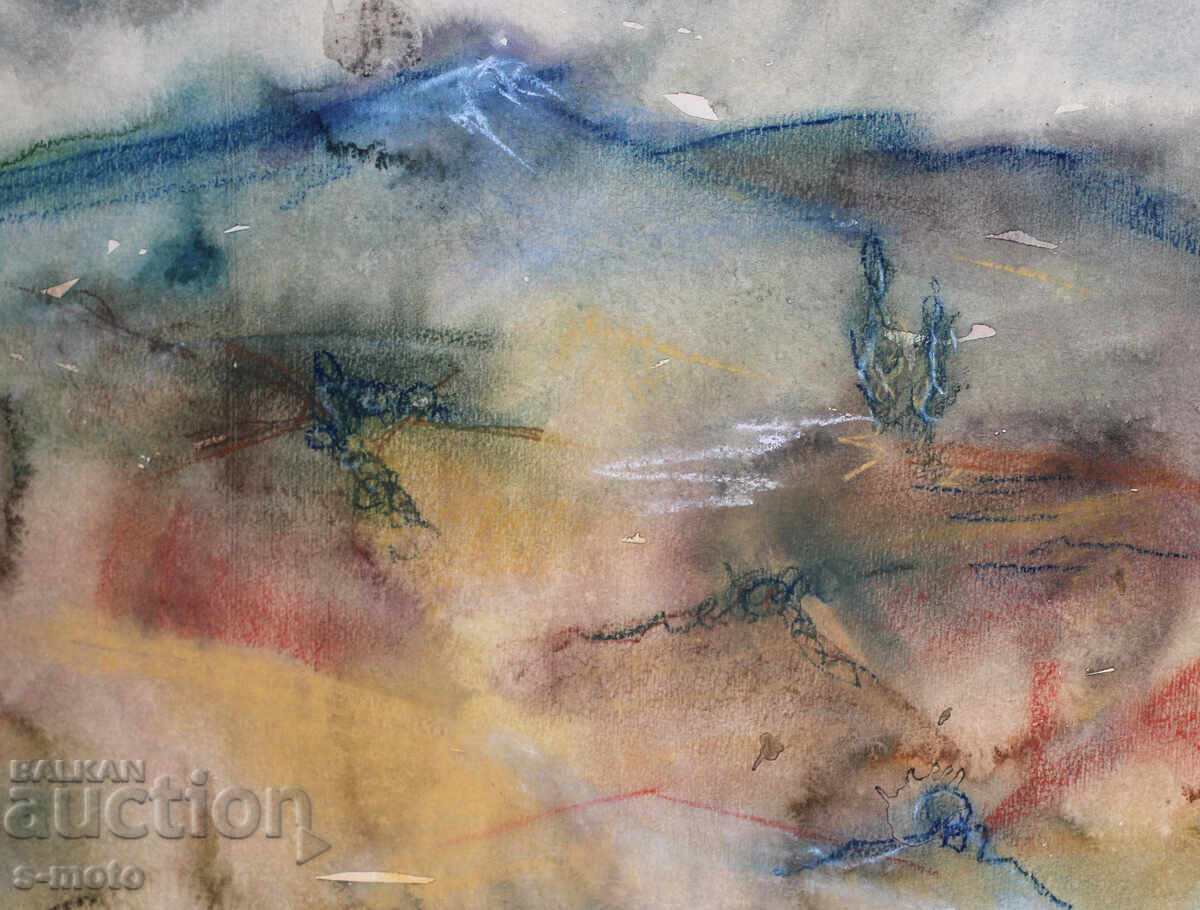 Παλιός πίνακας ακουαρέλα τοπίο - 7