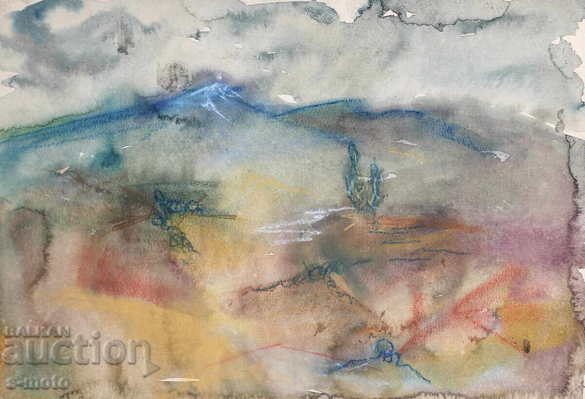 Παλιός πίνακας ακουαρέλα τοπίο