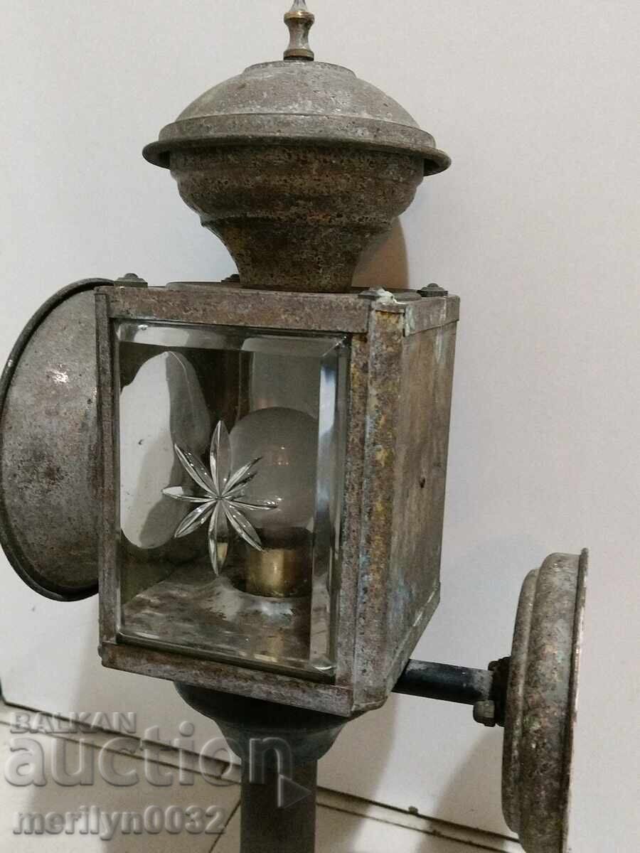 Old bronze lantern lamp with crystal glasses with price 229.00 BGN | € 117.09