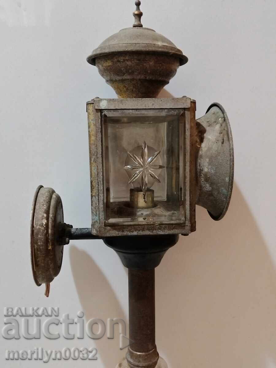 Old bronze lantern lamp with crystal glasses - 7