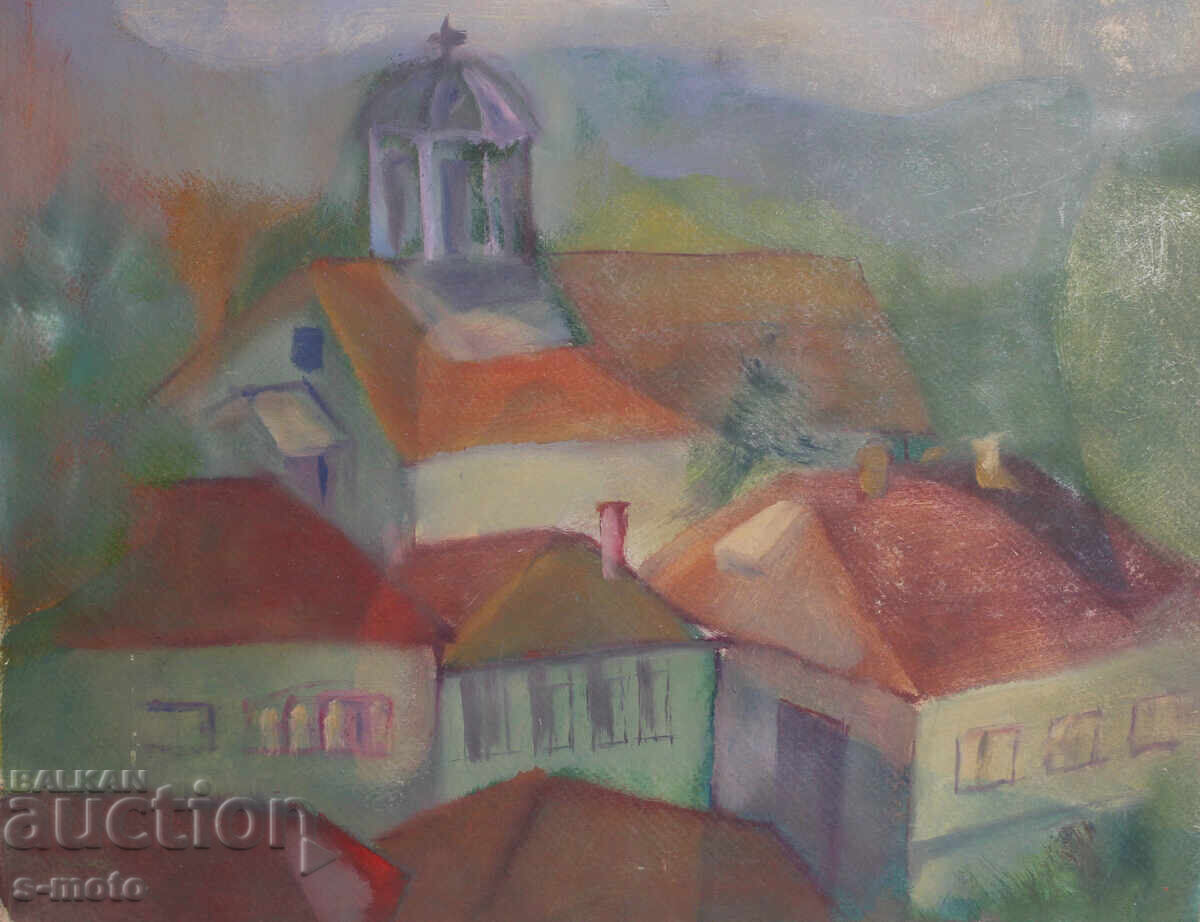 Παλαιός πίνακας γκουάς αστικό τοπίο με τιμή 280.00 BGN | € 143.16