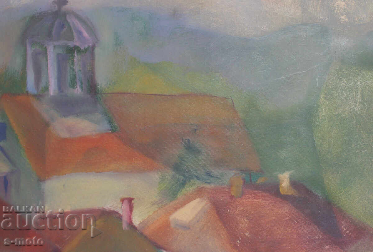 Παλαιός πίνακας γκουάς αστικό τοπίο - 5