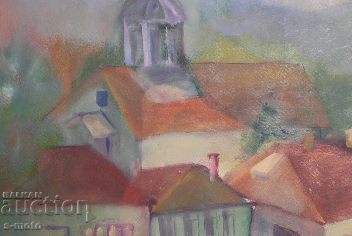 Παλαιός πίνακας γκουάς αστικό τοπίο - 6