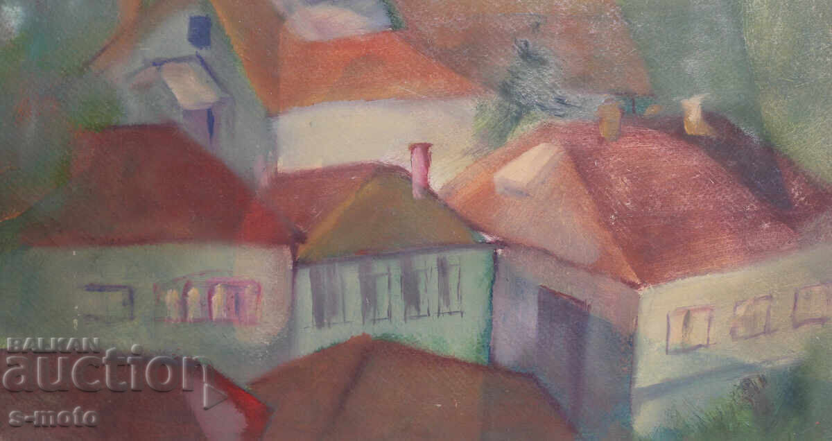 Παλαιός πίνακας γκουάς αστικό τοπίο - 7