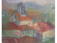 Παλαιός πίνακας γκουάς αστικό τοπίο