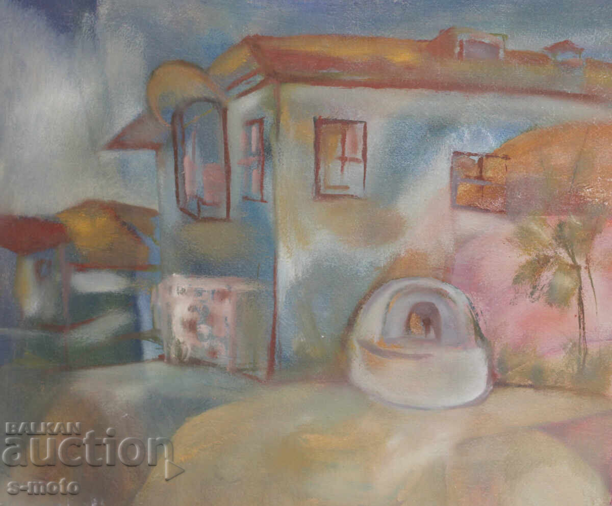 Аукцион Стара картина гваш градски пейзаж