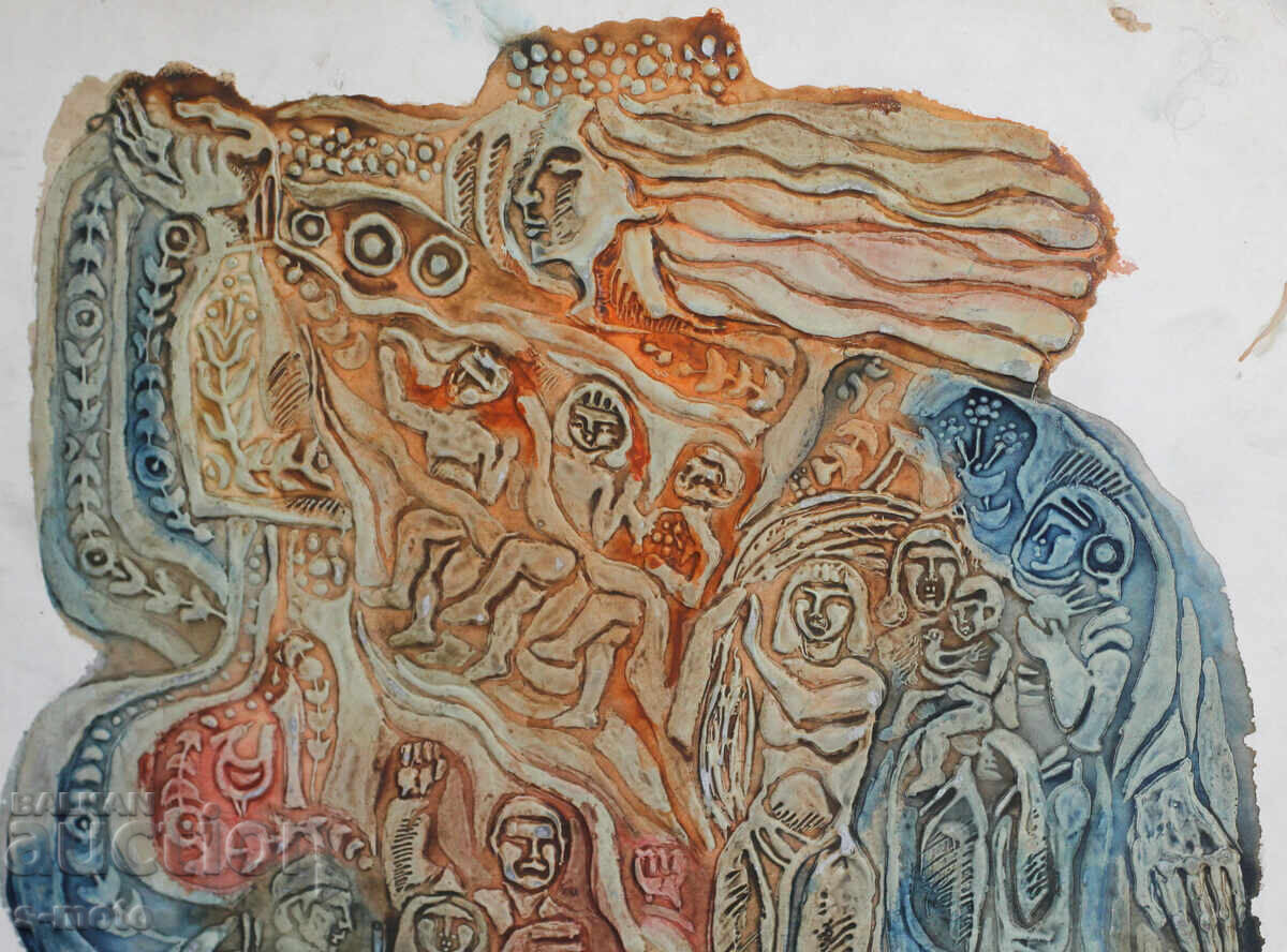 Παράδοση Παλιό έργο γκουάς, σχέδιο για τοιχογραφία