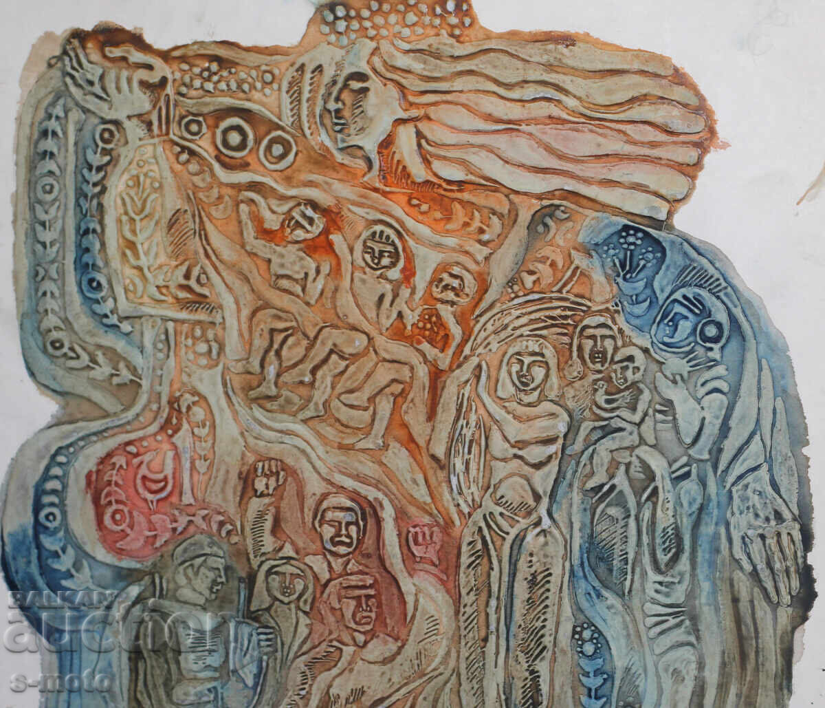 Παλιό έργο γκουάς, σχέδιο για τοιχογραφία - 5