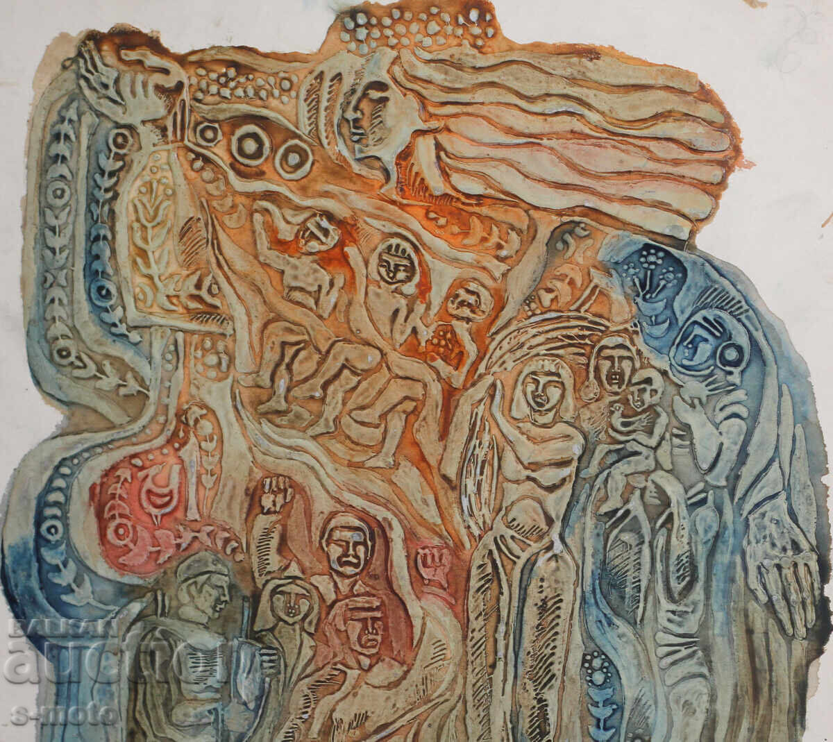 Παλιό έργο γκουάς, σχέδιο για τοιχογραφία - 7