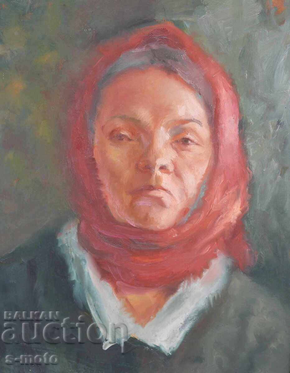 Oil painting portrait of a woman with a headscarf with price 350.00 BGN | € 178.95