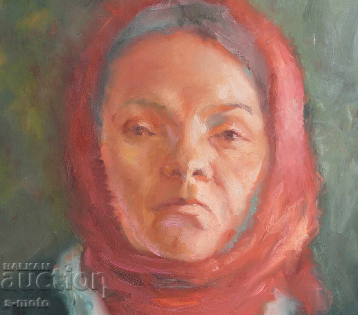 Oil painting portrait of a woman with a headscarf - 5