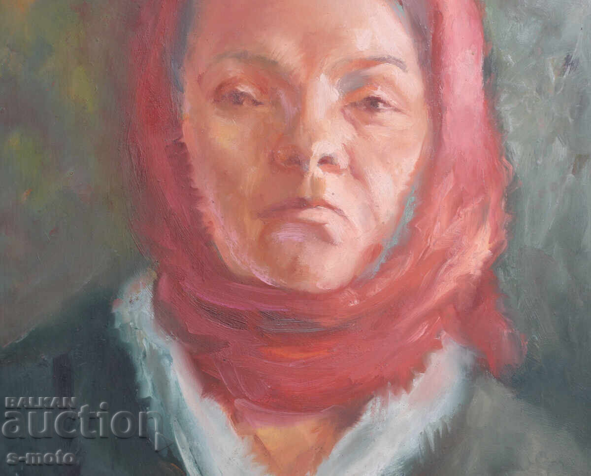 Oil painting portrait of a woman with a headscarf - 6
