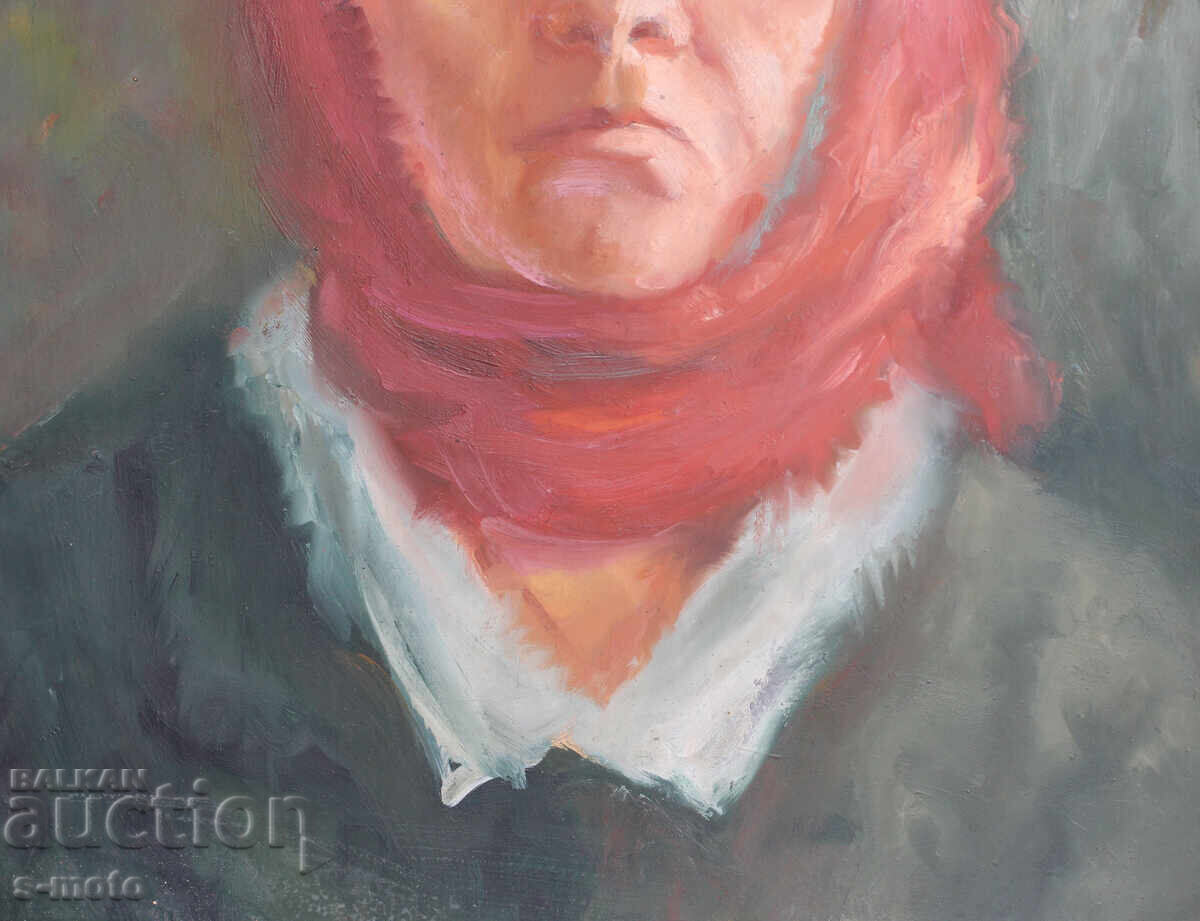 Oil painting portrait of a woman with a headscarf - 7
