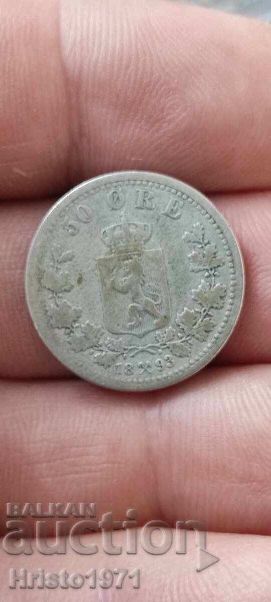 50 ĭore 1893 Νορβηγίας με τιμή 60.00 BGN | € 30.68 50 ĭore 1893 Νορβηγίας με τιμή 60.00 BGN | € 30.68