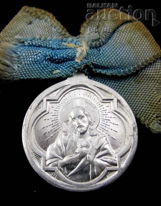 Винтидж-Дева Мария и Иисус Христос-Чудотворен медальон-Медал Винтидж-Дева Мария и Иисус Христос-Чудотворен медальон-Медал