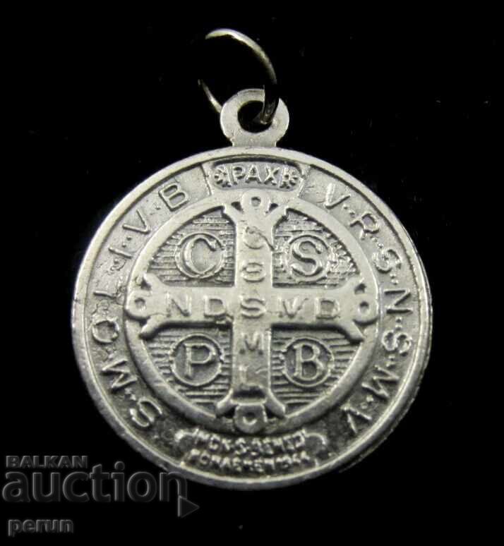 Винтидж-Свети Бенедикт-Чудотворен медальон-Медал с цена 25.00 лв. | € 12.78