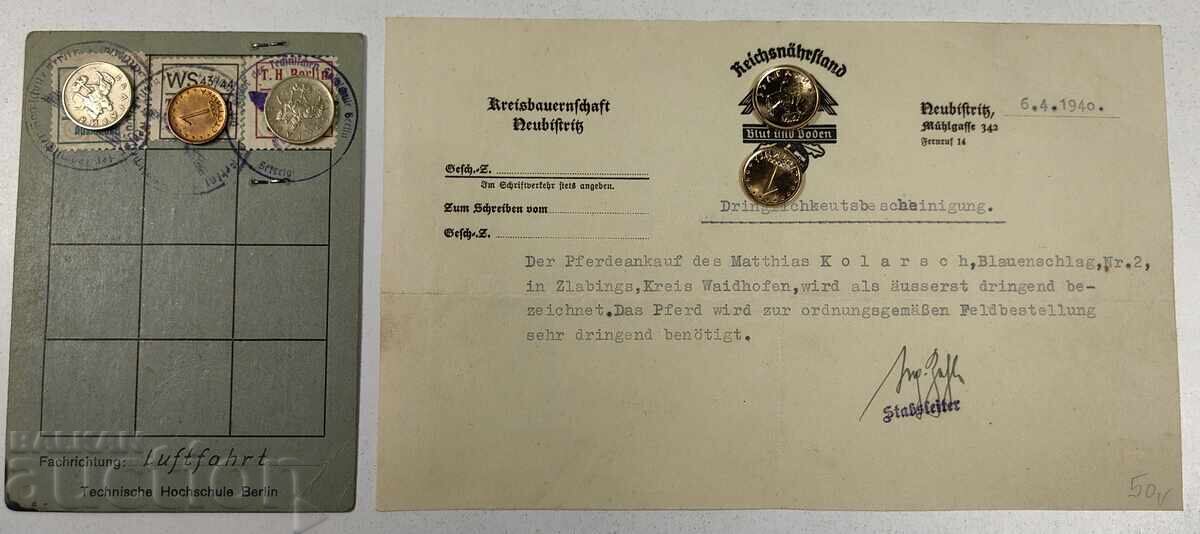 THIRD REICH SWASTIKA TWO DOCUMENTS WORLD WAR II VER THIRD REICH SWASTIKA TWO DOCUMENTS WORLD WAR II VER