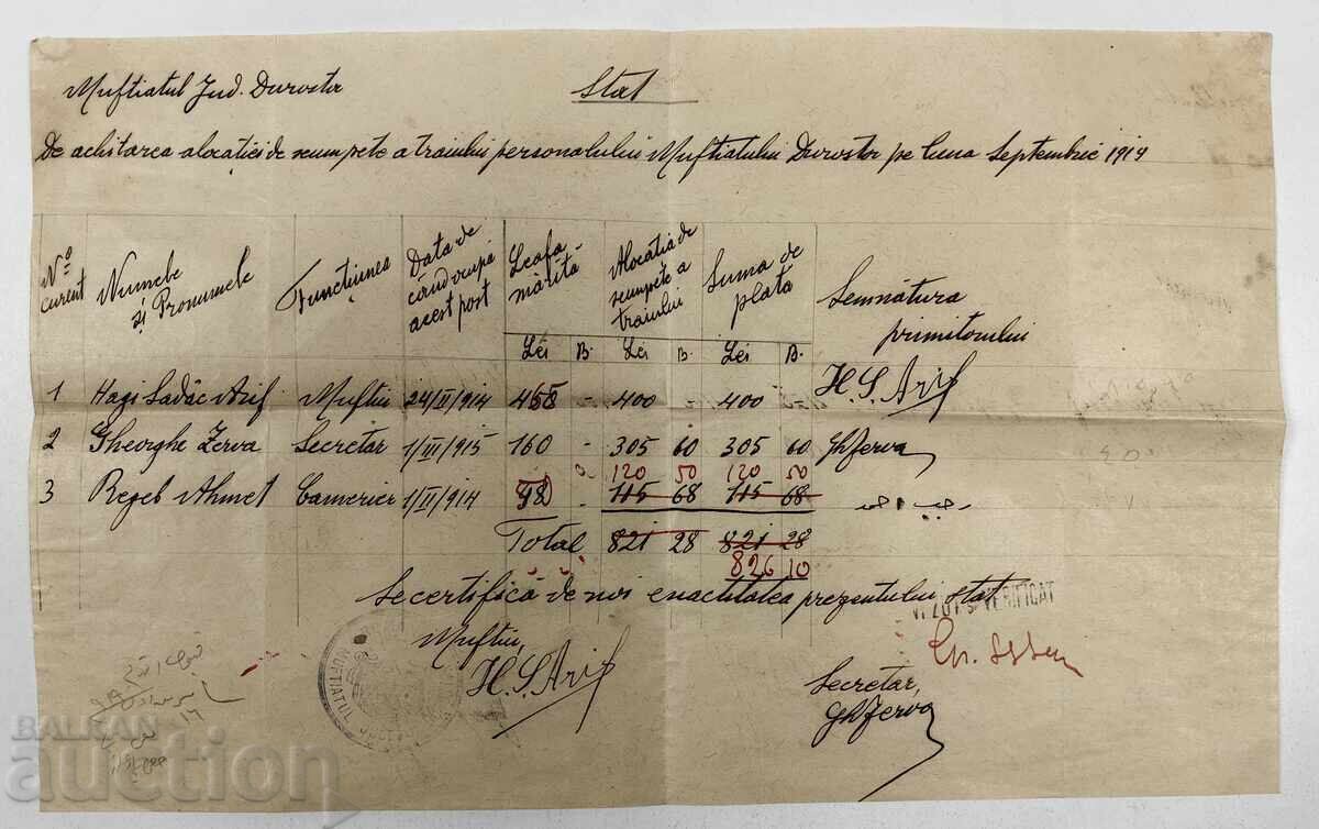 1915 ȘTAMPILĂ MUFTIU DOCUMENT VECHI 1915 ȘTAMPILĂ MUFTIU DOCUMENT VECHI