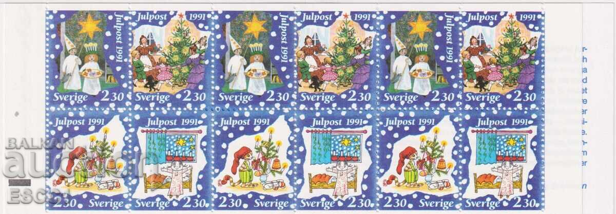Καθαρές γραμματόσημες σε καρτελάκι Χριστουγέννων 1991 από Σουηδία