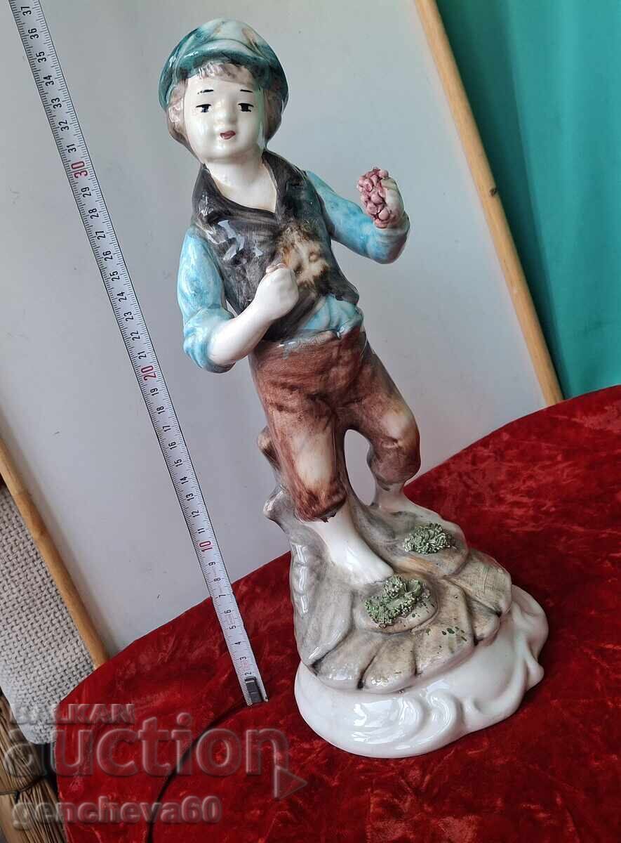 Голяма стара порцеланова фигура Каподимонте маркировки